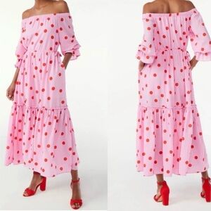 NWT Scoop NYC Pink Maxi Dress with Red Polka Dots